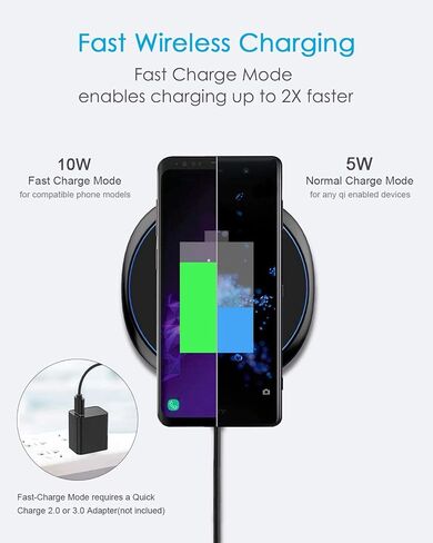 NANAMI Fast Wireless Charger [2 Pack] - Qi Certified Wireless Charging Pad for iPhone 15/14/13/13 Pro/12/SE 2020/11 Pro/XS Max,10W for Samsung Galaxy S24/S23/S22/S21/S20/S10/S9/Note 20/10,New Airpods in Saudi Arabia