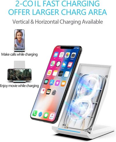 NANAMI Fast Wireless Charger Charging Stand with 20W PD Adapter | NightStand Phone Charger Dock for iPhone 17/17 Pro/17 Pro Max/16/16 Plus/15/14, 10W for Samsung Galaxy S26/S26+/S25/S24 in Kuwait