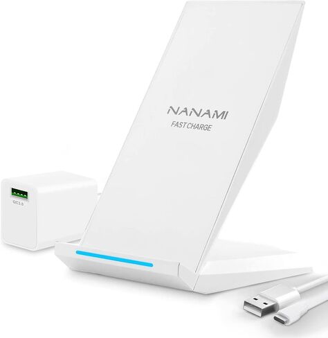 NANAMI Fast Wireless Charger Charging Stand with 20W PD Adapter | NightStand Phone Charger Dock for iPhone 17/17 Pro/17 Pro Max/16/16 Plus/15/14, 10W for Samsung Galaxy S26/S26+/S25/S24 in Kuwait