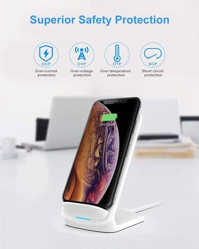 NANAMI Fast Wireless Charger, Qi Certified Wireless Charging Stand with QC3.0 Adapter USB Charger for iPhone 15/14/13/12/SE 2020/11/XS Max,10W Compatible Samsung Galaxy S24/S23/S22/S21/S20/Note 20 in Saudi Arabia