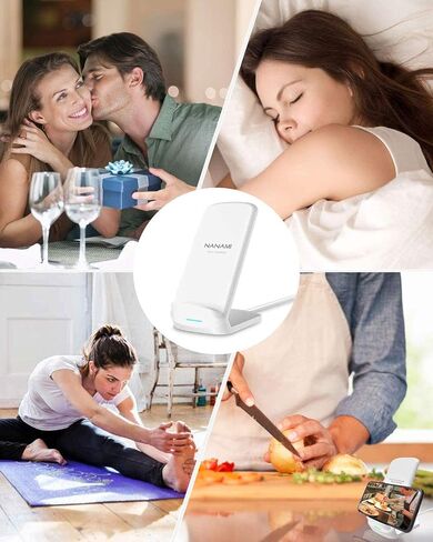 NANAMI Fast Wireless Charger, Qi Certified Wireless Charging Stand with QC3.0 Adapter USB Charger for iPhone 15/14/13/12/SE 2020/11/XS Max,10W Compatible Samsung Galaxy S24/S23/S22/S21/S20/Note 20 in Saudi Arabia