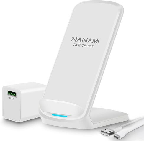 NANAMI Fast Wireless Charger, Qi Certified Wireless Charging Stand with QC3.0 Adapter USB Charger for iPhone 15/14/13/12/SE 2020/11/XS Max,10W Compatible Samsung Galaxy S24/S23/S22/S21/S20/Note 20 in Saudi Arabia