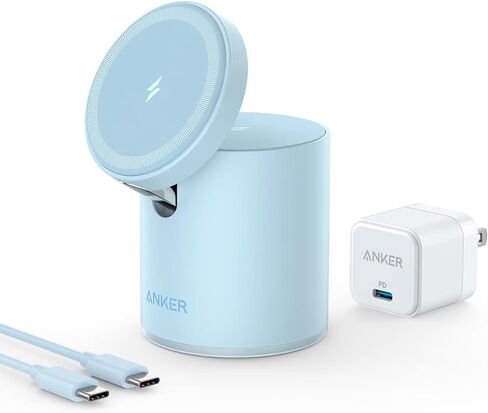شاحن لاسلكي مغناطيسي من Anker، قاعدة شحن لاسلكية 623 MagGo 2 في 1 مع شاحن USB-C بقدرة 20 وات، لهاتف iPhone 13/13 Pro / 13 Pro Max / 13 Mini/iPhone 12/12 Pro، وAirPods Pro (رمادي بين النجوم) in Kuwait