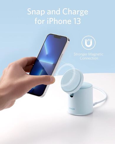 شاحن لاسلكي مغناطيسي من Anker، قاعدة شحن لاسلكية 623 MagGo 2 في 1 مع شاحن USB-C بقدرة 20 وات، لهاتف iPhone 13/13 Pro / 13 Pro Max / 13 Mini/iPhone 12/12 Pro، وAirPods Pro (رمادي بين النجوم) in Kuwait
