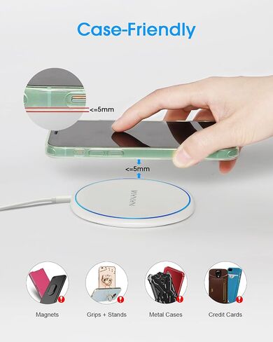 NANAMI Fast Wireless Charger, 7.5W Qi Certified Charging Pad with PD3.0 Adapter USB Charger for iPhone 15/14/13/12/11 Pro Max/XR/8 Plus/Airpods 2,10W for Samsung S24 Ultra S23 S22 S21 S20/Note 20 in Kuwait
