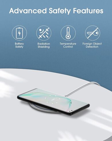 NANAMI Fast Wireless Charger, 7.5W Charging Pad with 20W PD3.0 Adapter USB Charger for iPhone 17/17 Air/17 Pro/17 Pro Max/16/15/14/13/12/Airpods 2, 10W for Samsung S26 S25 S24 S23 S22/Note 20 in Kuwait