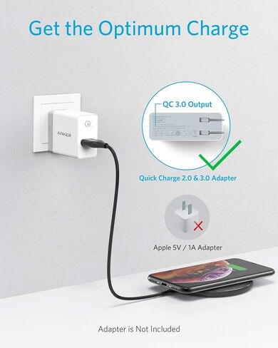 Anker 10W Max Wireless Charger, 313 Wireless Charger (Pad), Qi-Certified Wireless Charging for iPhone 12/12 Pro/12 mini/12 Pro Max, 10W Fast Charging Galaxy S20 S10 S9 S8, Note 10 (No AC Adapter) in Saudi Arabia