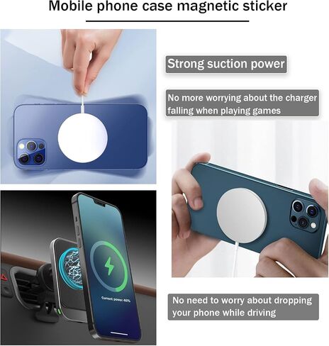 Mgesafe Magnet Sticker, Magnetic Phone case Sticker, Compatible with MagSafe Accessories and Qi Wireless Charger, Suitable for All Smart Phones and iPhone Series in Saudi Arabia