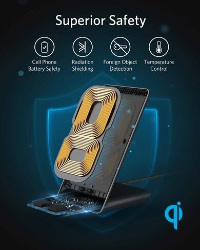 Anker Wireless Charger, 313 Wireless Charger (Stand), 10W Max Qi-Certified Fast Charging iPhone 12, 12 Pro Max, SE, 11, 11 Pro, 11 Pro Max, XR, XS Max, Galaxy S20, S10, S9 (No AC Adapter) in Saudi Arabia