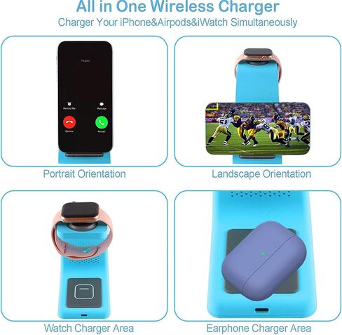 Wireless Charger Stand Dock 3 in 1 Fast Qi Wireless Charging Station for Multiple Devices Apple Watch Ultra/8/7/6/SE/5/4/3/2,Airpods Pro,iPhone 15/15 Pro/14/13/12/11/X/Pixel 7/6 Phones,Women Men Gift in Saudi Arabia