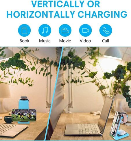 Wireless Charger Stand Dock 3 in 1 Fast Qi Wireless Charging Station for Multiple Devices Apple Watch Ultra/8/7/6/SE/5/4/3/2,Airpods Pro,iPhone 15/15 Pro/14/13/12/11/X/Pixel 7/6 Phones,Women Men Gift in Saudi Arabia