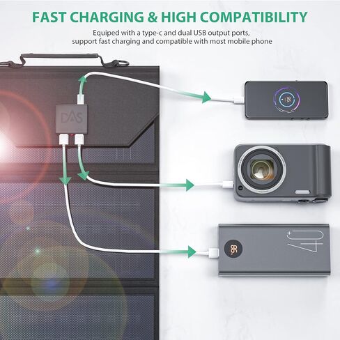 30W Solar Charger, Portable Solar Panel Chargers with Type-C and 2 USB Ports (5V/3A Max), Waterproof Foldable Solar Panel Cell Phone Chargers for Outdoor Camping, Hiking, Backpacking in Saudi Arabia
