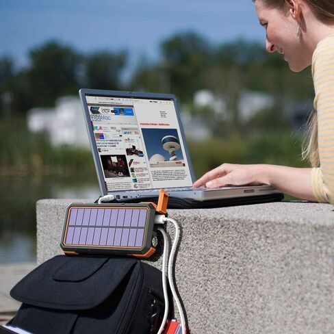 عبوتين من باور بانك شاحن بالطاقة الشمسية بسعة 20,000 مللي أمبير في الساعة، شاحن لاسلكي 10 وات/7.5 وات/5 وات مع 4 مخارج ومدخلات مزدوجة in Kuwait