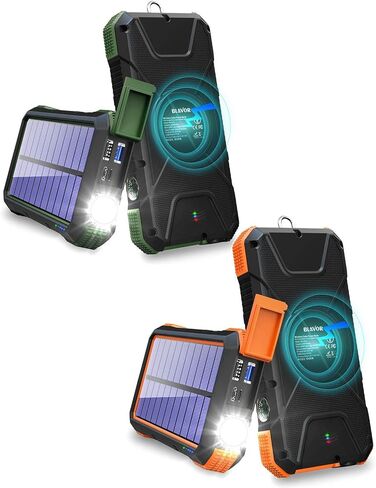 عبوتين من باور بانك شاحن بالطاقة الشمسية بسعة 20,000 مللي أمبير في الساعة، شاحن لاسلكي 10 وات/7.5 وات/5 وات مع 4 مخارج ومدخلات مزدوجة in Kuwait