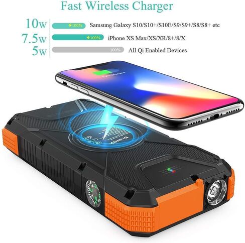 شاحن شمسي سريع بقدرة 20,000 مللي أمبير للاستخدام الداخلي بالإضافة إلى شاحن طاقة شمسية قابل للطي بقدرة 20,000 مللي أمبير في الساعة (برتقالي وبرتقالي) in Kuwait