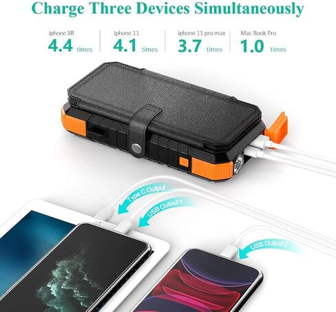 شاحن شمسي سريع بقدرة 20,000 مللي أمبير للاستخدام الداخلي بالإضافة إلى شاحن طاقة شمسية قابل للطي بقدرة 20,000 مللي أمبير في الساعة (برتقالي وبرتقالي) in Kuwait