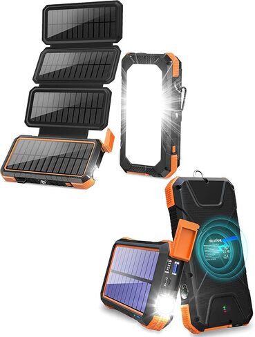 شاحن شمسي سريع بقدرة 20,000 مللي أمبير للاستخدام الداخلي بالإضافة إلى شاحن طاقة شمسية قابل للطي بقدرة 20,000 مللي أمبير في الساعة (برتقالي وبرتقالي) in Kuwait