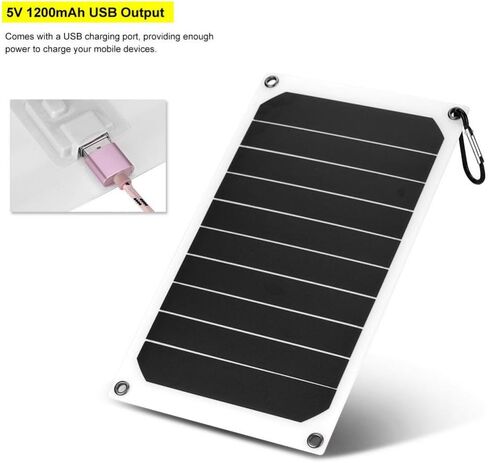 Solar Panel Portable, 10W IP64 Waterproof Solar Panel Mobile Power Charger 5V USB Powerful Charging Compatible for Mobile Phones or Tablets Most Cameras Games Consoles for Outdoor Activities in Saudi Arabia