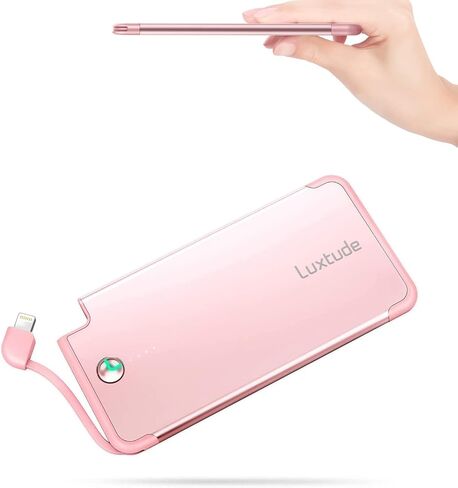 Luxtude 5000mAh Portable Charger iPhone Built in Lightning Cable (MFi Apple Certified), Ultra Slim External Battery Pack, Fast Charge Power Bank for iPhone 14/13/12/11 Pro/X/XR/XS Max/10/8/7/6S etc. in Saudi Arabia