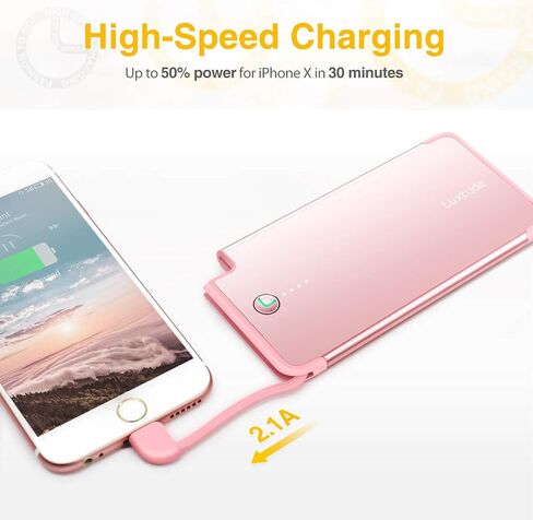 Luxtude 5000mAh Portable Charger iPhone Built in Lightning Cable (MFi Apple Certified), Ultra Slim External Battery Pack, Fast Charge Power Bank for iPhone 14/13/12/11 Pro/X/XR/XS Max/10/8/7/6S etc. in Saudi Arabia