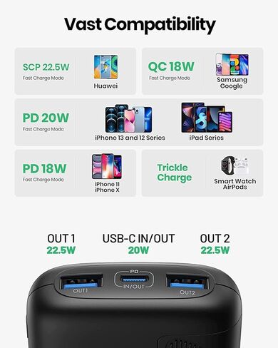 INIU Portable Charger, Smallest 22.5W 10000mAh Power Bank, USB C in/Output Fast Charging 3-Output Mini Battery Pack Charger with Phone Holder for iPhone 15 14 13 12 11 Samsung S23 Google iPad Tablet in Saudi Arabia