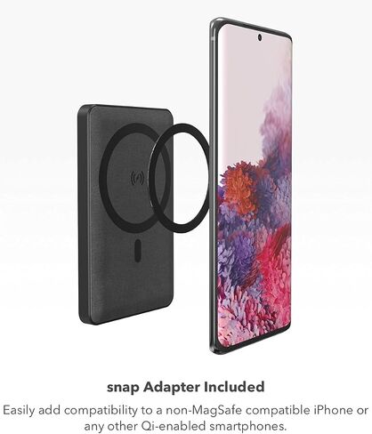 mophie Snap+ Powerstation Wireless Stand - Black - Compatible with MagSafe Enabled iPhones or Any Qi-Enabled Smartphones, Including Apple, Samsung, or Google Phones in Saudi Arabia