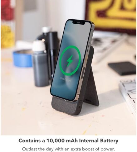 mophie Snap+ Juice Pack Mini - شاحن مغناطيسي محمول لاسلكي مع بطارية داخلية 5000 مللي أمبير في الساعة، متوافق مع الهواتف الذكية التي تدعم MagSafe وQi، يعمل مع هواتف Apple وSamsung وGoogle، أسود in Saudi Arabia