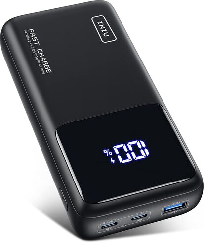 بنك طاقة INIU، شاحن محمول للكمبيوتر المحمول USB C بقدرة 25000 مللي أمبير/65 وات، حزمة بطارية خارجية PD QC شحن سريع 3 مخارج لأجهزة الكمبيوتر المحمول MacBook Dell XPS iPad Tablet iPhone 14 13 12 Pro Max Samsung S21 Google، إلخ in Saudi Arabia