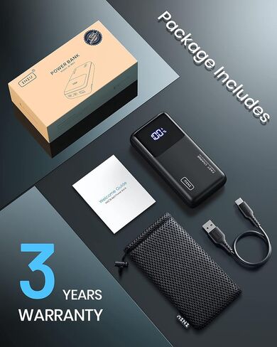 بنك طاقة INIU، شاحن محمول للكمبيوتر المحمول USB C بقدرة 25000 مللي أمبير/65 وات، حزمة بطارية خارجية PD QC شحن سريع 3 مخارج لأجهزة الكمبيوتر المحمول MacBook Dell XPS iPad Tablet iPhone 14 13 12 Pro Max Samsung S21 Google، إلخ in Saudi Arabia