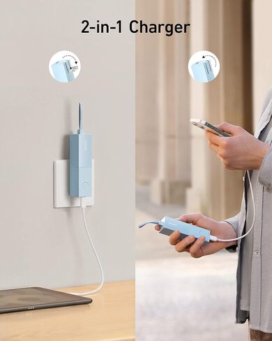 Anker Portable Charger, 2-in-1 Hybrid Charger, 5,000 mAh 20W Power Delivery for iPhone 15/15 Plus/15 Pro/15 Pro Max, iPhone 14/13/12 Series, Samsung S22, Google Pixel, Apple Watch, AirPods,and More in Saudi Arabia