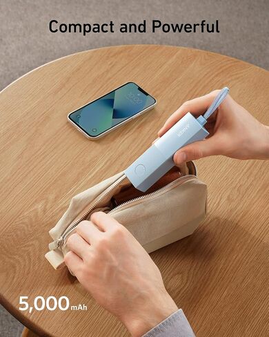 Anker Portable Charger, 2-in-1 Hybrid Charger, 5,000 mAh 20W Power Delivery for iPhone 15/15 Plus/15 Pro/15 Pro Max, iPhone 14/13/12 Series, Samsung S22, Google Pixel, Apple Watch, AirPods,and More in Saudi Arabia