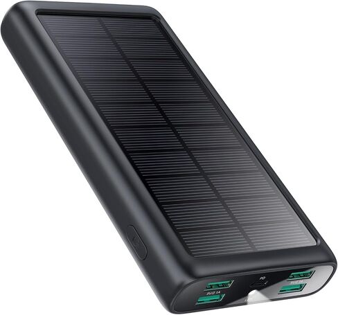 Portable Charger 36800mAh, USB C Input/Output Power Bank, 5 Outputs Battery Pack, IP65 Solar Charger with LED Flashlight, Solar Power Bank Compatible with iPhone 13 12 11 LG Samsung S20 Google in Saudi Arabia