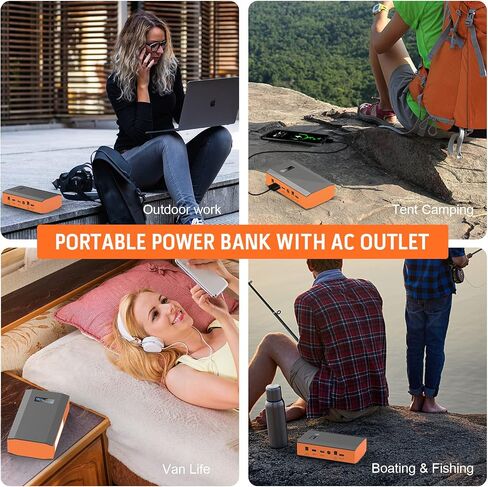 Portable Power Bank with AC Outlet, 65W/110V Portable Laptop Battery Bank, 24000mAh/88.8Wh Mini Power Station External Battery Pack,Backup Power Source for Outdoor Tent Camping Home Office Emergency in Kuwait