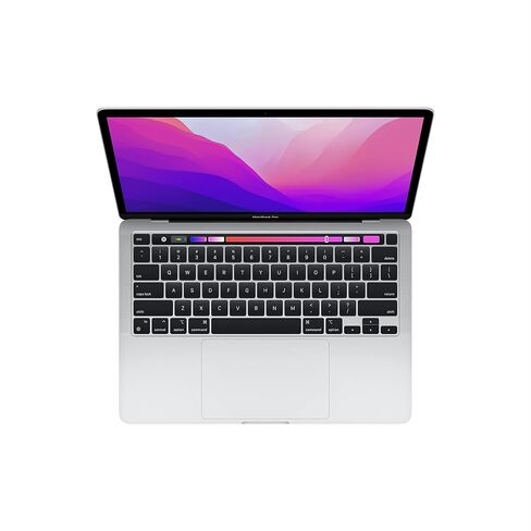كمبيوتر محمول Apple 2022 MacBook Pro مع شريحة M2: شاشة Retina مقاس 13 بوصة، وذاكرة وصول عشوائي (RAM) سعة 8 جيجابايت، وذاكرة تخزين SSD سعة 512 جيجابايت، وشريط لمس، ولوحة مفاتيح بإضاءة خلفية، وكاميرا FaceTime HD. يعمل مع آيفون وآيباد؛ فضة in Kuwait