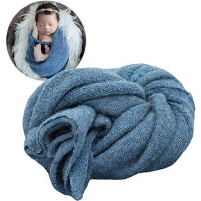 Zeroest Newborn Photography Wrap Baby Photo Prop Blanket (Blue, Small) | Infant Boys Girls Posing Stretch Knit Blankets, New Born Photoshoot Props in Kuwait
