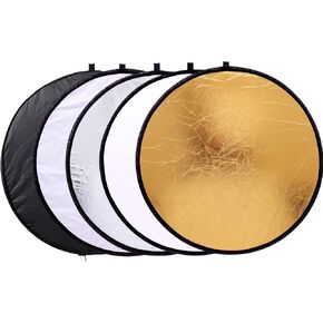 24" (60cm) 5-in-1 Portable Collapsible Multi-Disc Photography Light Photo Reflector for Studio/Outdoor Lighting with Bag - Translucent, Silver, Gold, White and Black