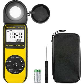 مقياس الضوء HOLDPEAK HP-881D مقياس الضوء الرقمي للتصوير الفوتوغرافي 1-400,000 لوكس /1-40,000 FC 270 درجة كاشف قابل للدوران للتصوير الفوتوغرافي وأضواء LCD والنباتات ومقياس التجويف in Kuwait