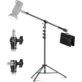 NEEWER Air Cushioned Aluminum Light Stand, 9.8ft/3m Adjustable Photography Stand with Boom Arm, Counterweight, Sandbag, 1/4" Screw for Softbox, Studio Light, Flash, Umbrella, Ring Light, Max Load 5kg in Saudi Arabia