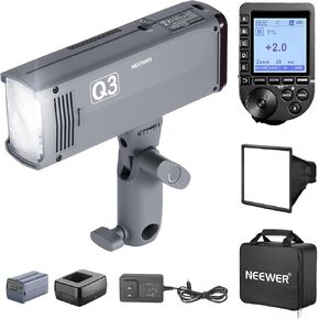 NEEWER Q3 200Ws 2.4G TTL Flash (2nd Version), 1/8000 HSS Strobe Light Photography Monolight with QPRO-C Trigger Compatible with Canon, Diffuser/3200mAh Battery/500 Full Power Pops/Recycle in 0.01-1.8s in Kuwait