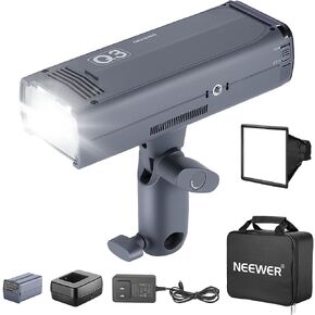 NEEWER Q3 200Ws 2.4G TTL Flash (الإصدار الثاني)، 1/8000 HSS GN58 ستروب ضوء التصوير الفوتوغرافي المحمول Monolight مع ناشر Softbox / بطارية ليثيوم 3200 مللي أمبير / 500 قوة كاملة / إعادة التدوير في 0.01-1.8 ثانية in Kuwait