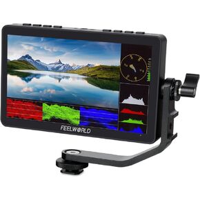 FEELWORLD F5 Pro V4 6 Inch Touch Screen DSLR Camera Field Monitor with 3D LUT F970 External Kit Install for Power Wireless Transmission IPS FHD1920x1080 4K HDMI Input Output 5V Type-c Input Tilt Arm | 4K HDMI Input Output, 3D LUT, Waveform Histogram Focus in Kuwait