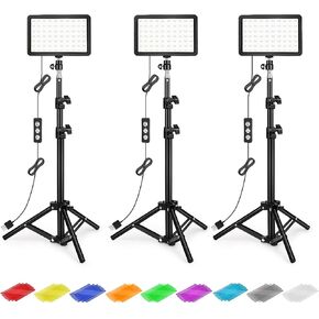 Photography Lighting Kit Dimmable 5600K USB Led Video Studio Streaming Lights with Adjustable Tripod Stand and Color Filters for Table Top/Photo Video Shooting