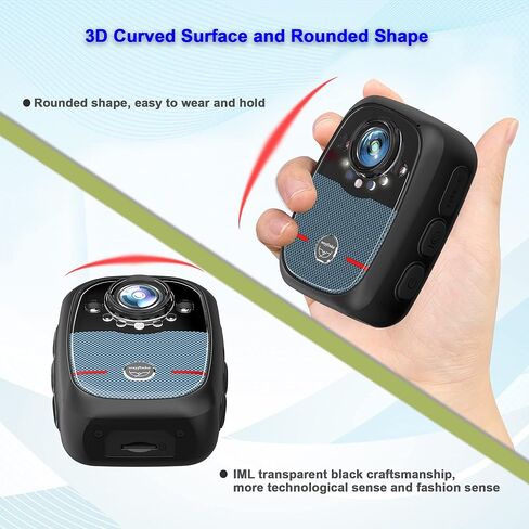 weyfinko W2 Body Worn Camera,64GB 1080P Body Mounted Camera with Audio&Video,Small Body Cam with Infrared Night Vision and 12 HR Battery Life Recording for Cycling、Meeting、Hiking、Home and Outdoor in Kuwait