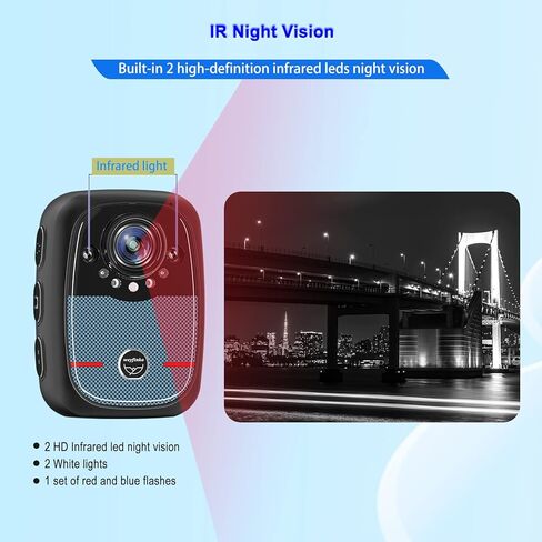 weyfinko W2 Body Worn Camera,64GB 1080P Body Mounted Camera with Audio&Video,Small Body Cam with Infrared Night Vision and 12 HR Battery Life Recording for Cycling、Meeting、Hiking、Home and Outdoor in Kuwait