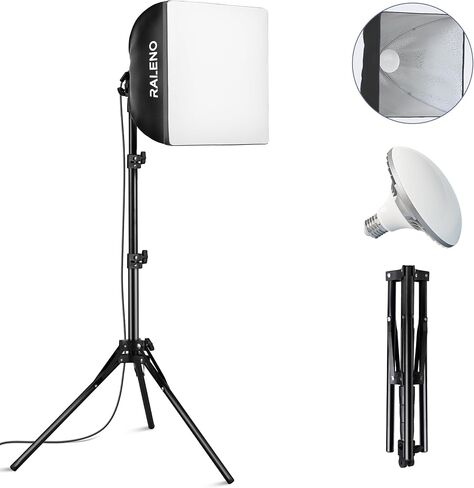 RALENO Softbox Lighting Kit, 16'' x 16'' Photography Studio Equipment with 50W / 5500K / 90 CRI LED Bulb, Continuous Lighting System for Video Recording and Photography Shooting in Saudi Arabia