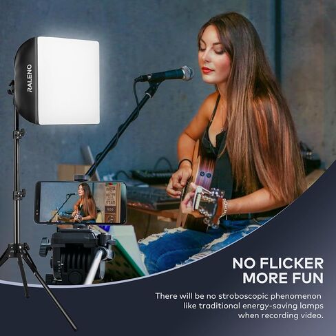 RALENO Softbox Lighting Kit, 16'' x 16'' Photography Studio Equipment with 50W / 5500K / 90 CRI LED Bulb, Continuous Lighting System for Video Recording and Photography Shooting in Saudi Arabia