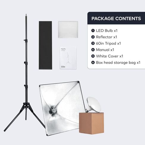 RALENO Softbox Lighting Kit, 16'' x 16'' Photography Studio Equipment with 50W / 5500K / 90 CRI LED Bulb, Continuous Lighting System for Video Recording and Photography Shooting in Saudi Arabia