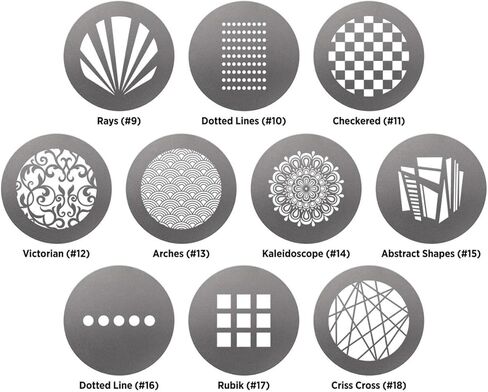 ويستكوت GOBO Pack: Pattern Designs (10 قطع) للاستخدام مع بقعة بصرية من ليندساي أدلر in Kuwait