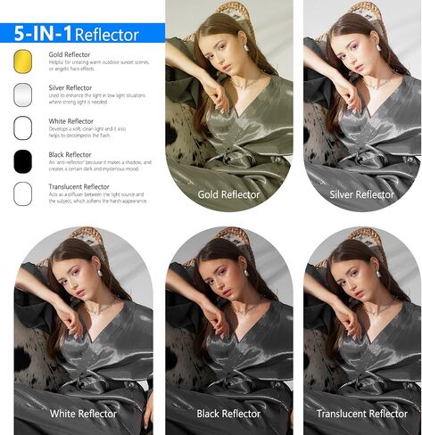 Neewer 5 in 1 Portable Round Collapsible Multi Disc Photography Lighting Reflector 24x36 inches/60x90centimeters with Carrying Case for Photo Studio Shooting in Saudi Arabia