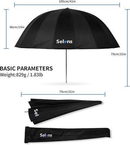 Selens 41inch/104cm Diameter White Translucent Reflective Lighting Umbrella for Photo Video Studio, Lighting Diffuser in Saudi Arabia